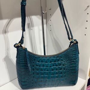 Brahmin Teal Crocodile-Embossed Shoulder Bag